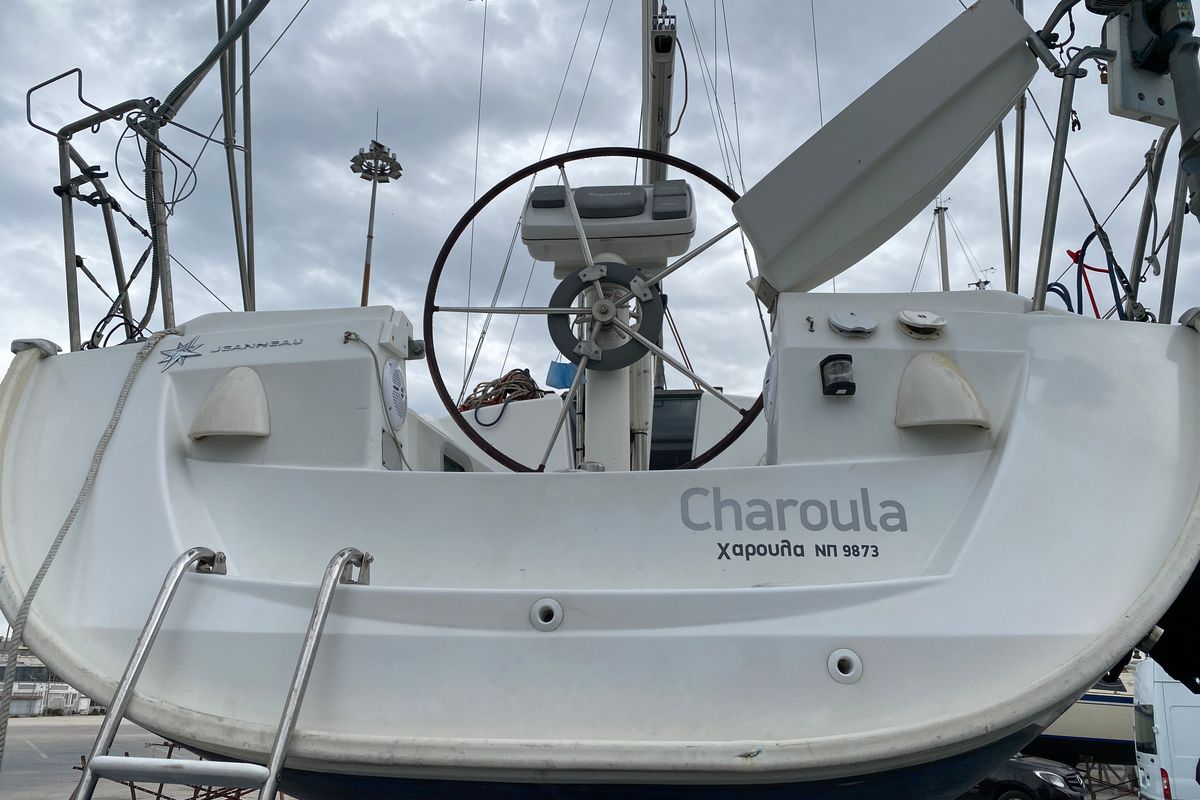 Exterior view of Charoula, a Jeanneau Sun Odyssey 32i sailboat at Municipal Unit of Lefkada, Greece