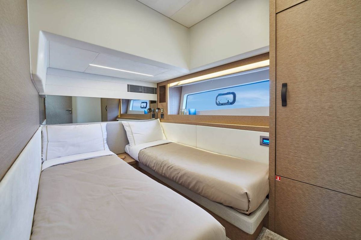 Cabin on Dzianiny.Club 2, a Jeanneau Prestige 590 Flybridge yacht at Općina Sukošan, Croatia