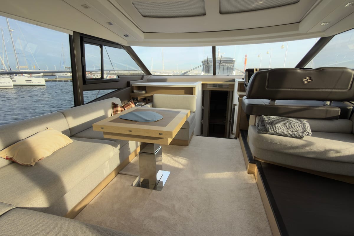 Salon of Dzianiny.Club 2, a Jeanneau Prestige 590 Flybridge yacht at Općina Sukošan, Croatia
