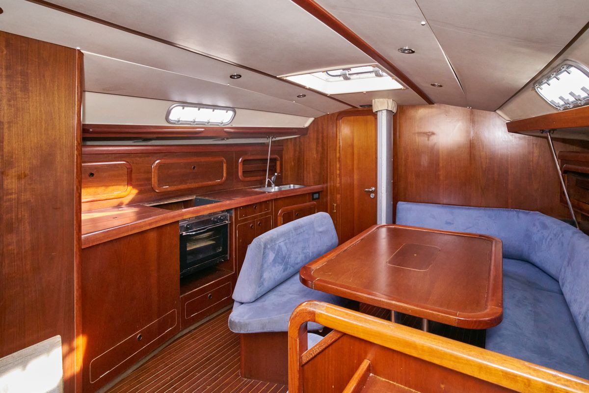 Galley of Blu Bite, a Grand Soleil 43 sailboat at Punta Ala, Italy