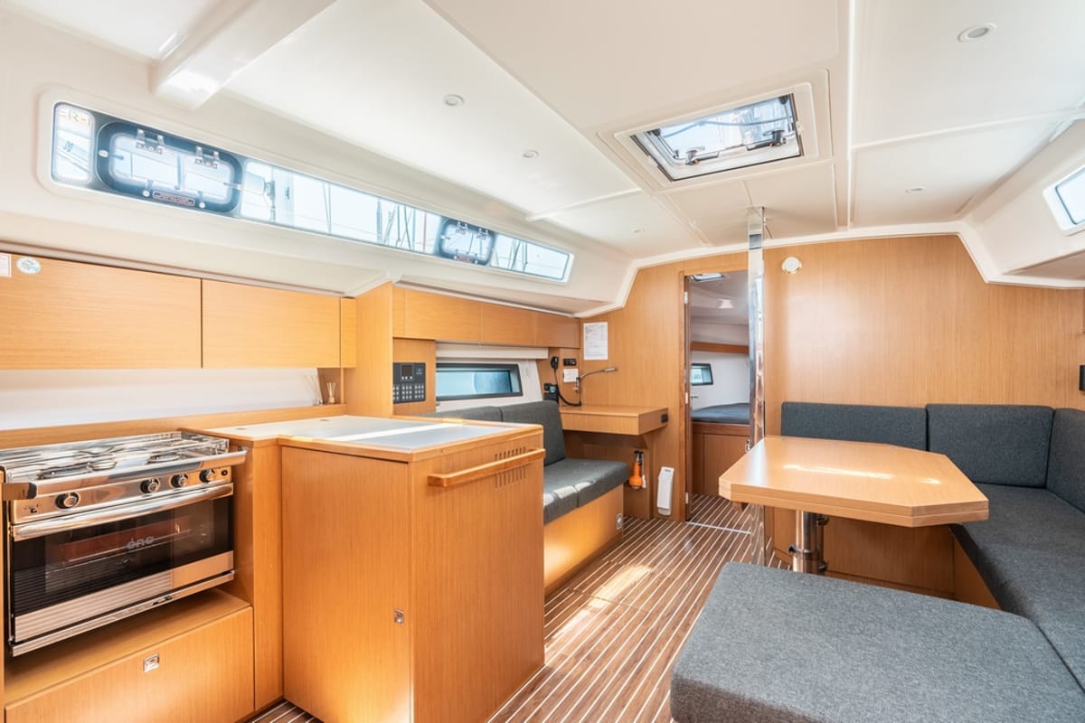 Galley of Harmonia, a Bavaria C42 sailboat at Municipal Unit of Rhodes, Greece