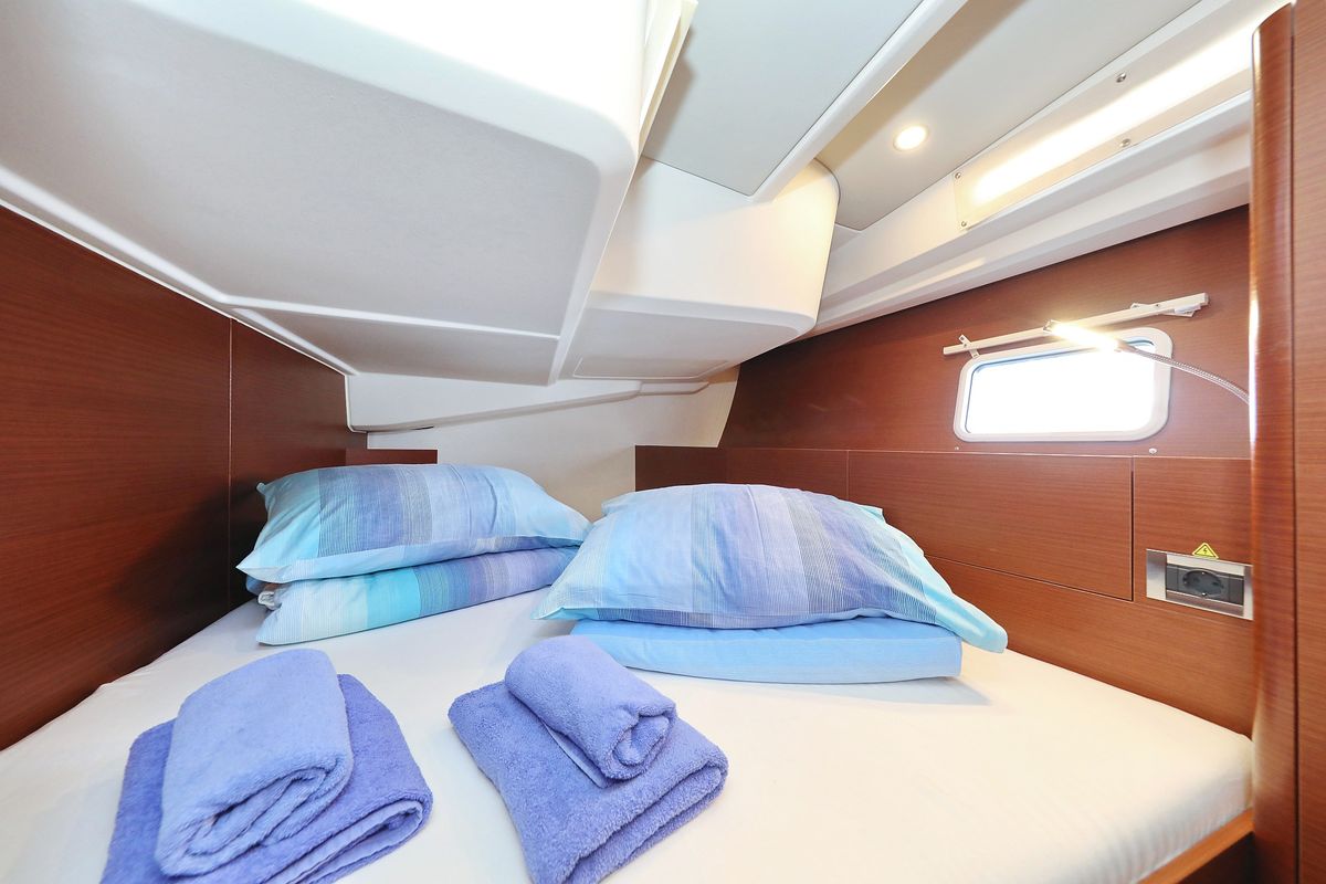 Cabin on Supernatural, a Hanse Yachts Hanse 508 sailboat at Grad Biograd na Moru, Croatia