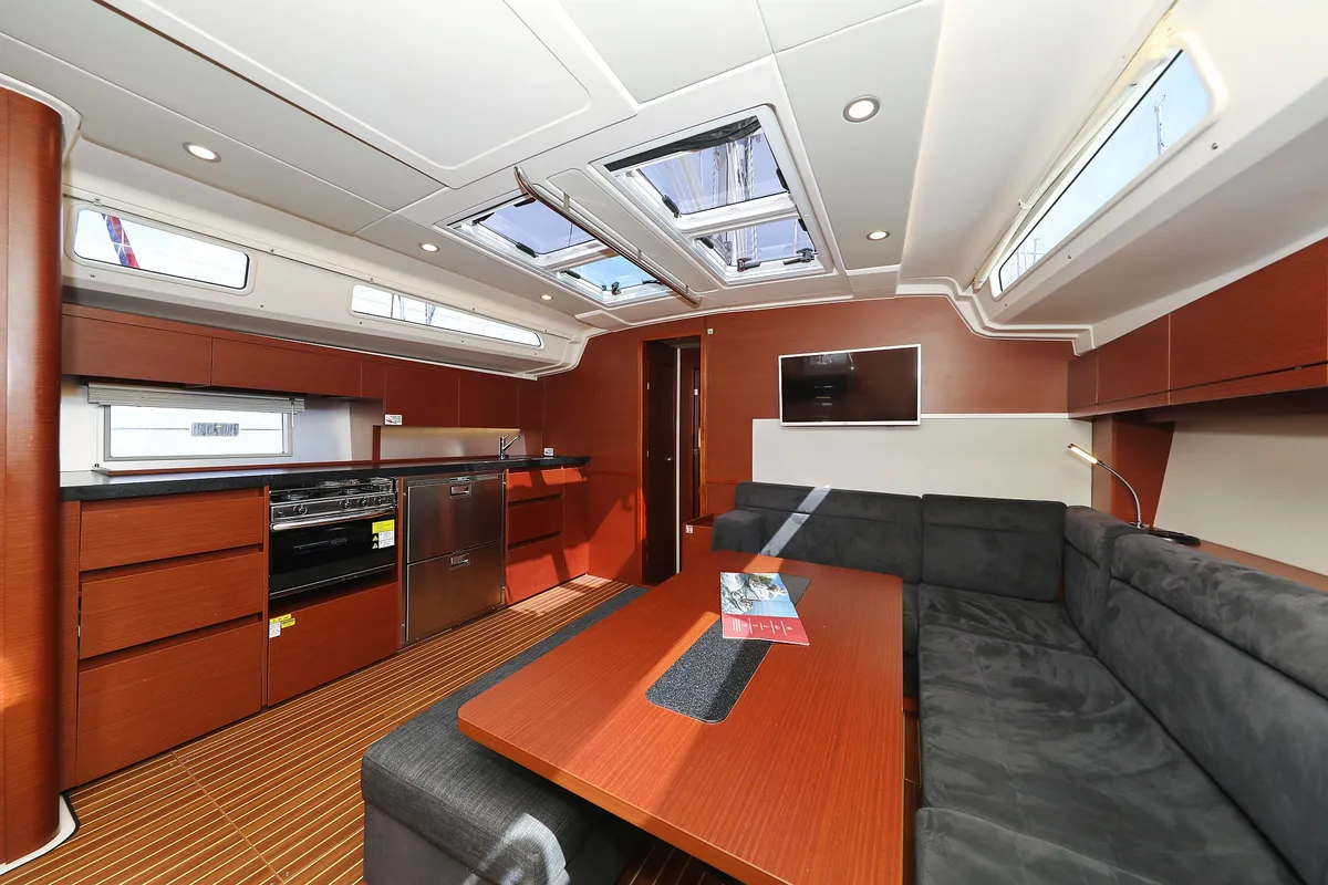 Salon of Supernatural, a Hanse Yachts Hanse 508 sailboat at Grad Biograd na Moru, Croatia