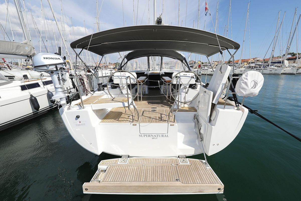 Exterior view of Supernatural, a Hanse Yachts Hanse 508 sailboat at Grad Biograd na Moru, Croatia