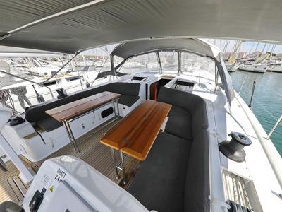 Cockpit of Supernatural, a Hanse Yachts Hanse 508 sailboat at Grad Biograd na Moru, Croatia
