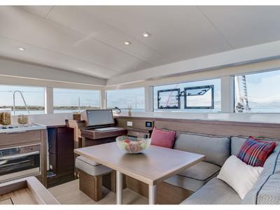 Salon of Pina Colada, a Lagoon 40 catamaran at Eden Island Marina, Seychelles