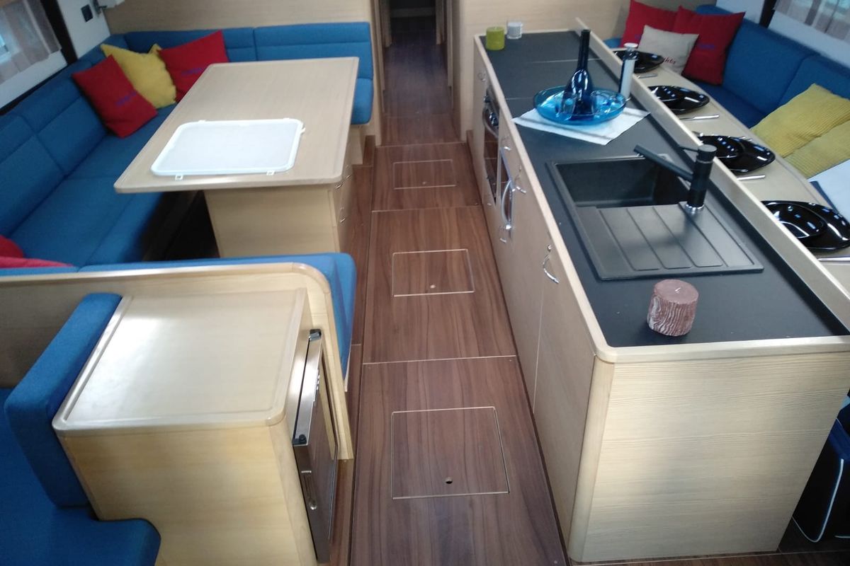 Galley of Adriatic Expert, a D&D Kufner 54 sailboat at Punat, Croatia