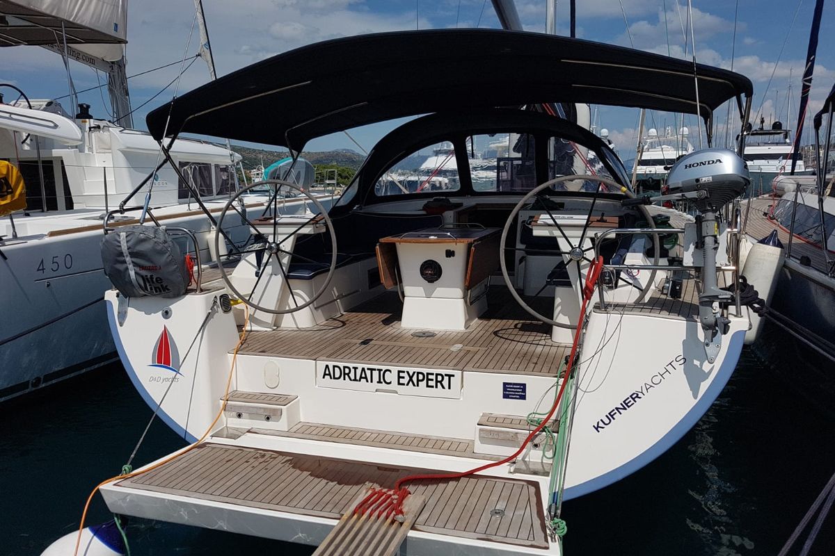Cockpit of Adriatic Expert, a D&D Kufner 54 sailboat at Punat, Croatia