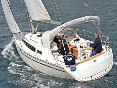 Exterior view of Chiara, a Bavaria Cruiser 33 sailboat at Općina Sukošan, Croatia
