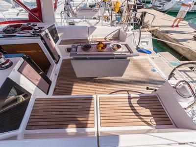 Deck of Parija II, a Beneteau Oceanis 45 sailboat at Split, Croatia