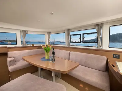 Salon of Arielle, a Lagoon 42 catamaran at Grad Trogir, Croatia
