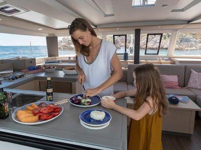 Galley of Vida, a Fountaine Pajot Astrea 42 catamaran at Road Town, British Virgin Islands