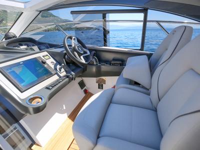 Cockpit of IMA, a Princess Yachts Princess V 40 motorboat at Gouvia, Greece