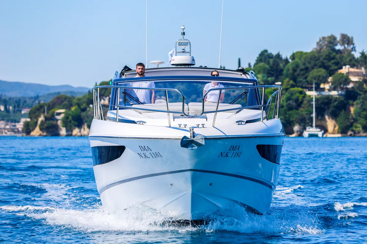 Exterior view of IMA, a Princess Yachts Princess V 40 motorboat at Gouvia, Greece