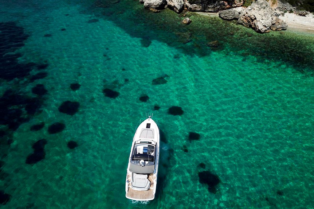 Exterior view of IMA, a Princess Yachts Princess V 40 motorboat at Gouvia, Greece