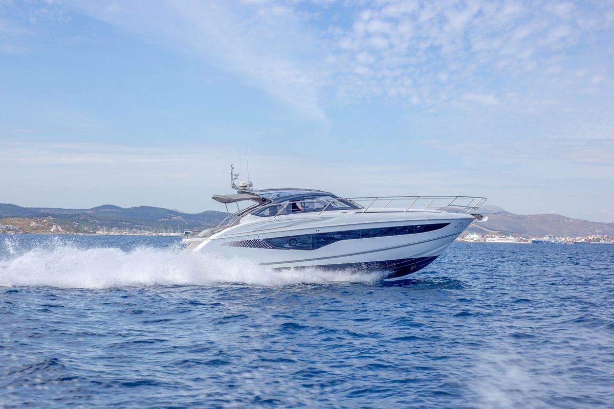 Exterior view of IMA, a Princess Yachts Princess V 40 motorboat at Gouvia, Greece