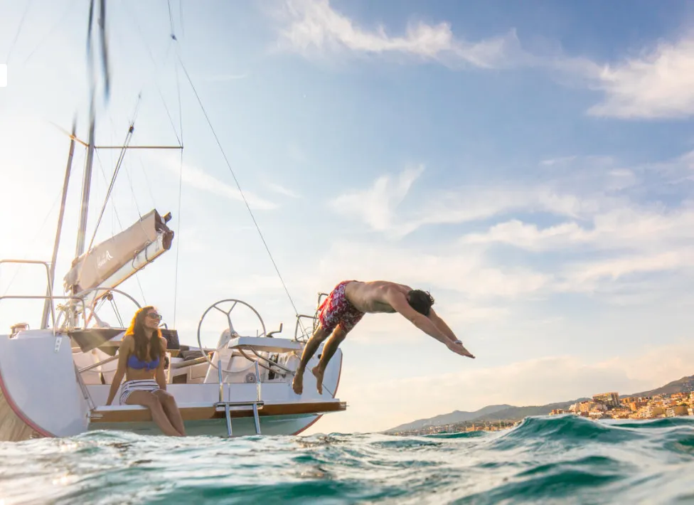 Exterior view of FuFu, a Hanse Yachts Hanse 388 sailboat at Seget Donji, Croatia