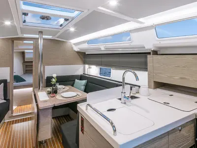Salon of FuFu, a Hanse Yachts Hanse 388 sailboat at Seget Donji, Croatia