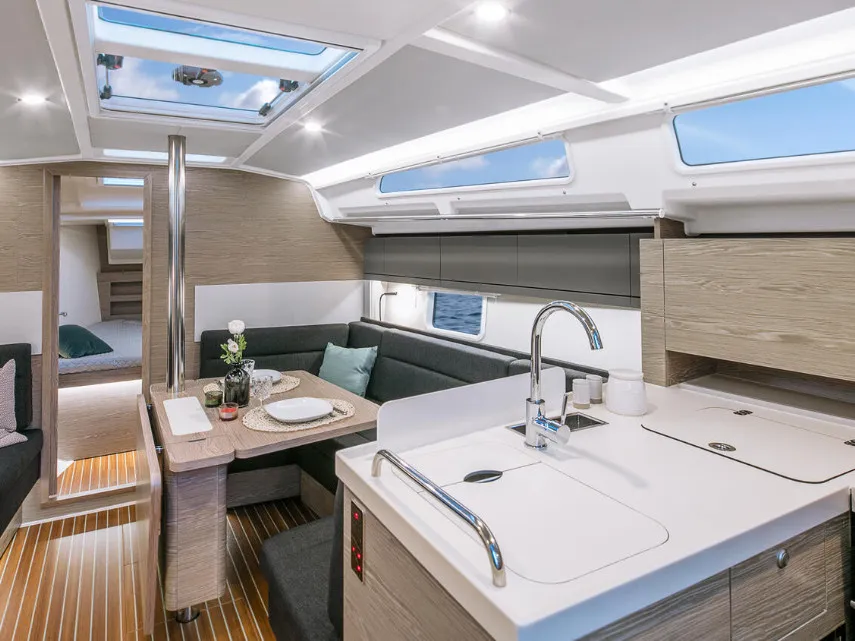 Salon of FuFu, a Hanse Yachts Hanse 388 sailboat at Seget Donji, Croatia