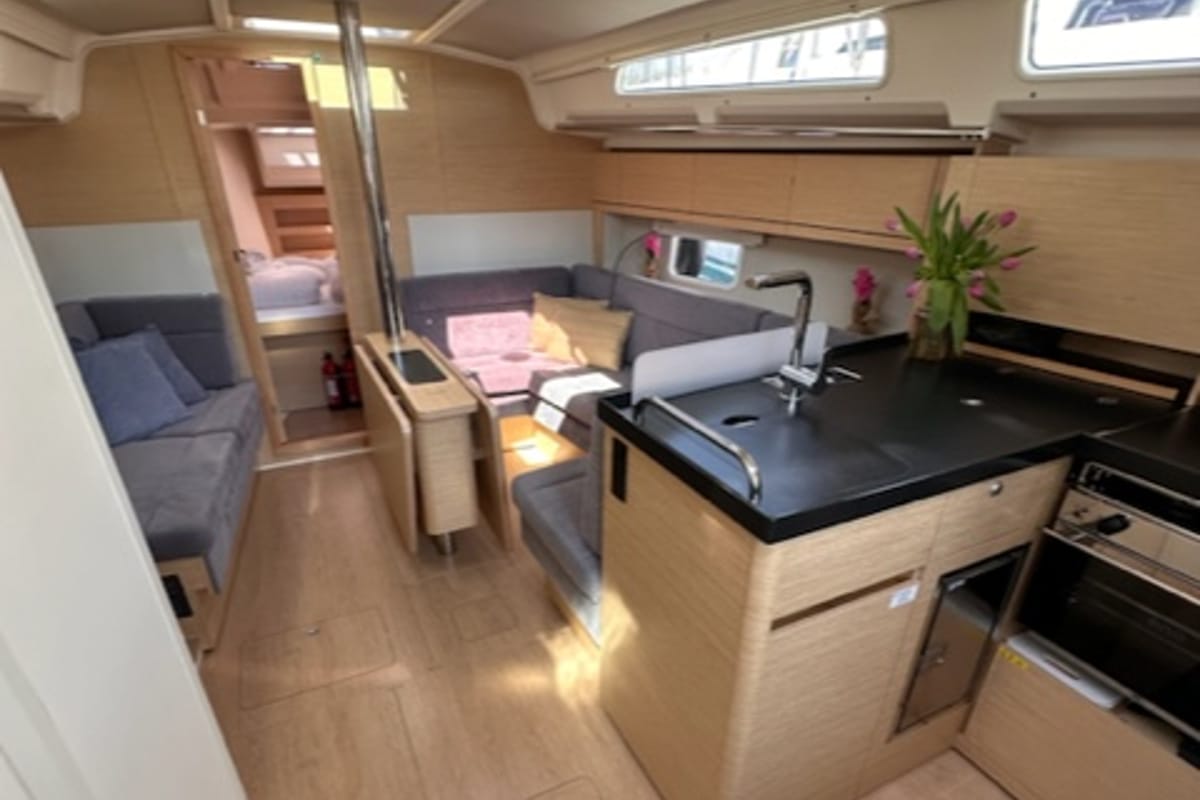 Salon of FuFu, a Hanse Yachts Hanse 388 sailboat at Seget Donji, Croatia