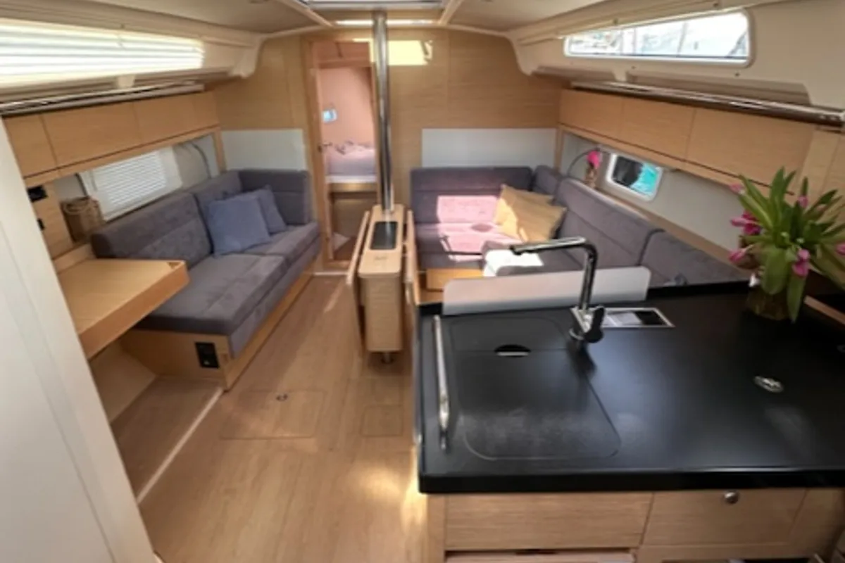 Salon of FuFu, a Hanse Yachts Hanse 388 sailboat at Seget Donji, Croatia