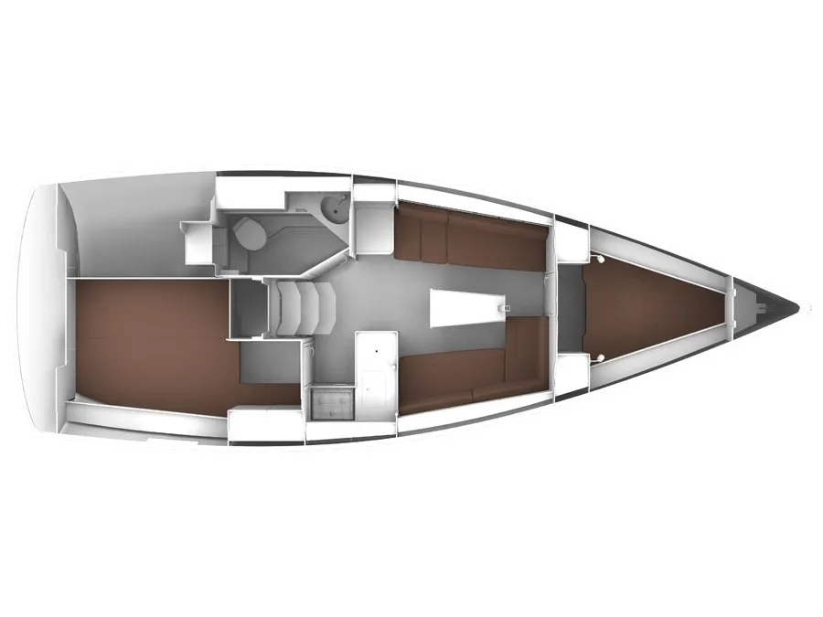 Floor plan of Linnea, a Bavaria Cruiser 32 sailboat at Fisksätra, Sweden