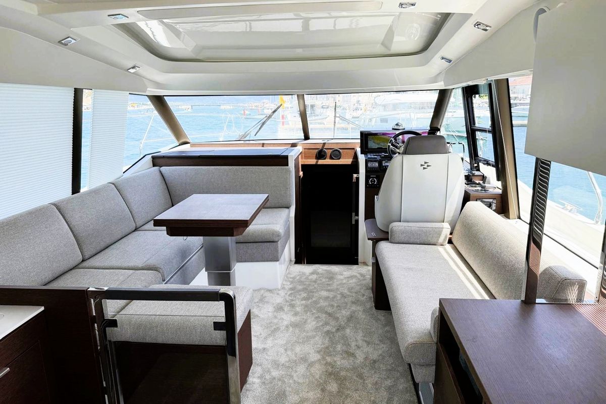 Salon of Majabell II, a Jeanneau Prestige 420S yacht at Grad Trogir, Croatia