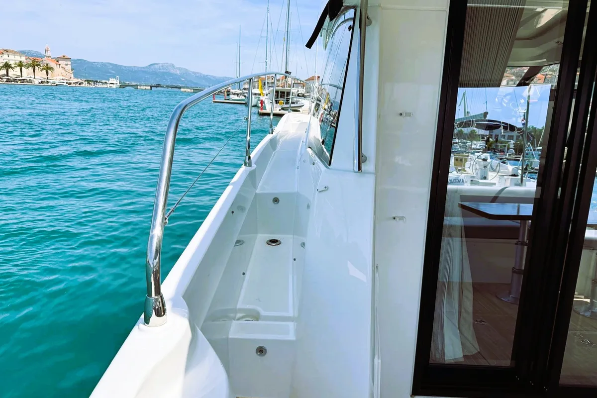 Deck of Majabell II, a Jeanneau Prestige 420S yacht at Grad Trogir, Croatia
