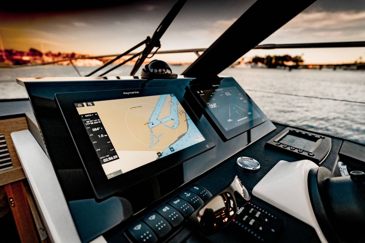 Cockpit of Majabell II, a Jeanneau Prestige 420S yacht at Grad Trogir, Croatia