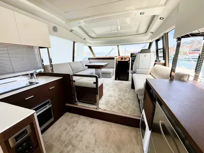Salon of Majabell II, a Jeanneau Prestige 420S yacht at Grad Trogir, Croatia