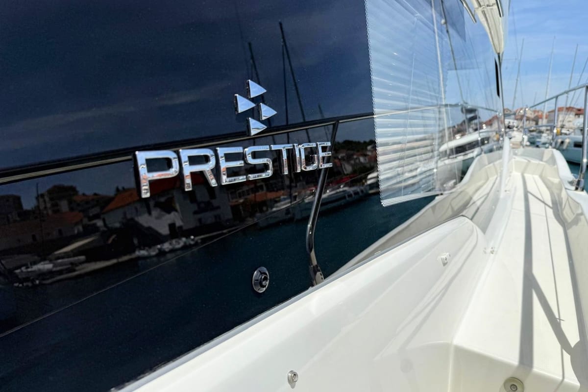 Majabell II, a Jeanneau Prestige 420S yacht at Grad Trogir, Croatia