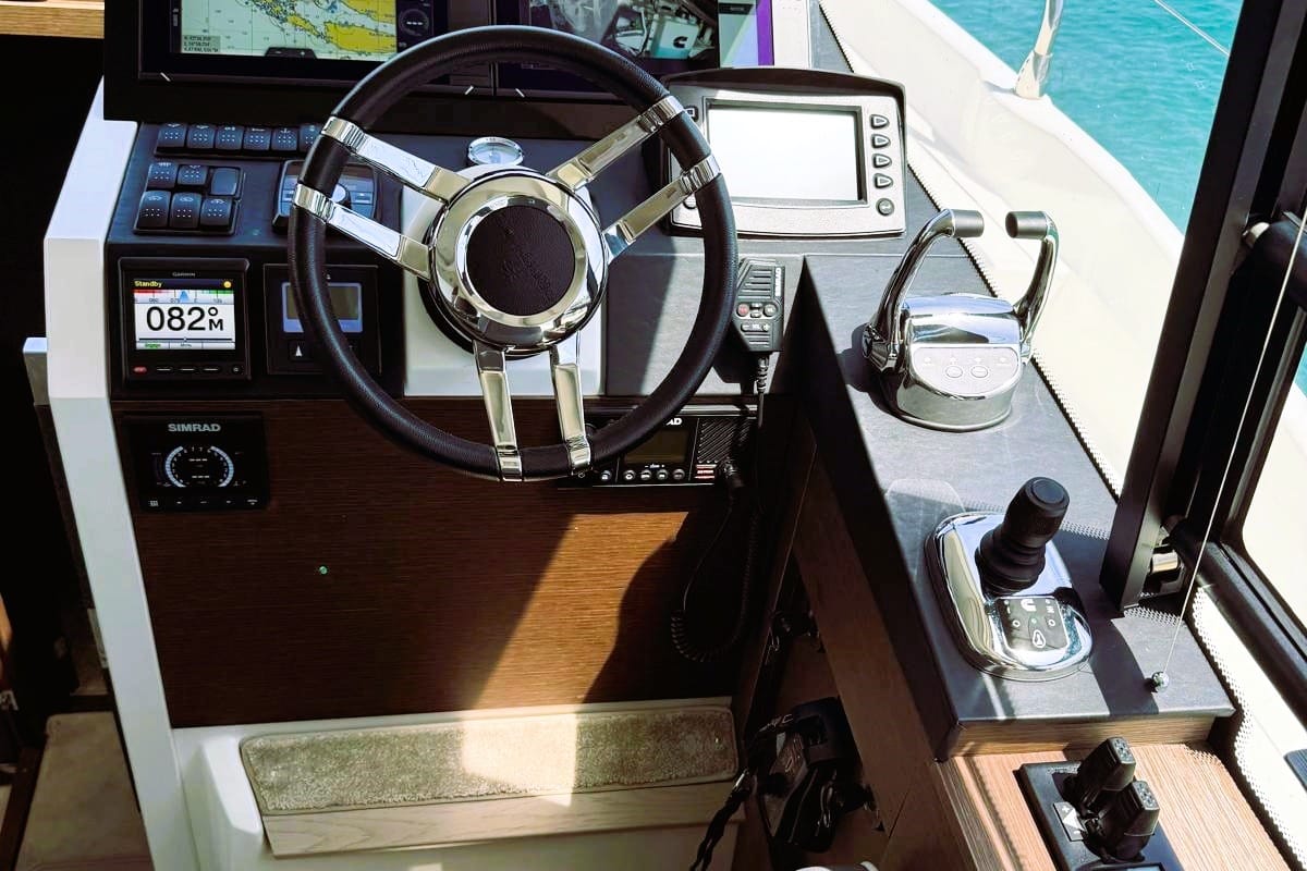 Cockpit of Majabell II, a Jeanneau Prestige 420S yacht at Grad Trogir, Croatia