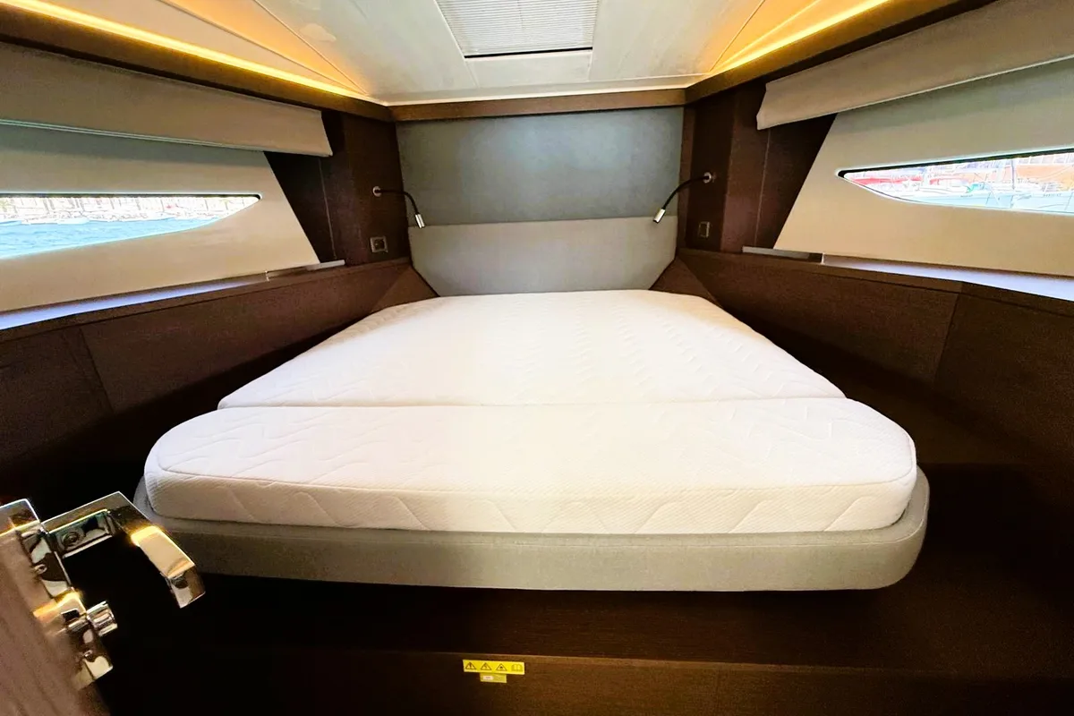 Cabin on Majabell II, a Jeanneau Prestige 420S yacht at Grad Trogir, Croatia