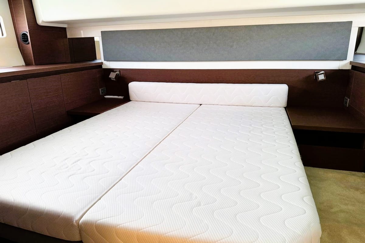 Cabin on Majabell II, a Jeanneau Prestige 420S yacht at Grad Trogir, Croatia