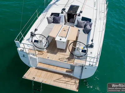 Deck of Finja, a Beneteau Oceanis 40.1 sailboat at Općina Rogoznica, Croatia