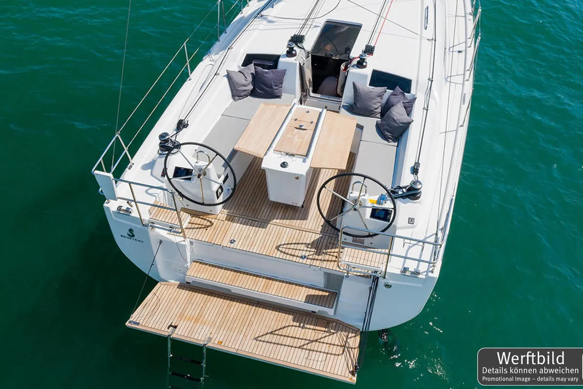 Deck of Finja, a Beneteau Oceanis 40.1 sailboat at Općina Rogoznica, Croatia