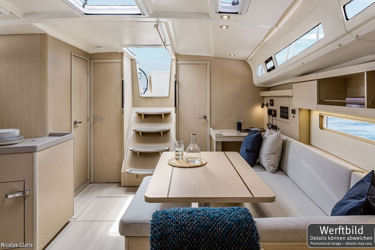 Salon of Finja, a Beneteau Oceanis 40.1 sailboat at Općina Rogoznica, Croatia