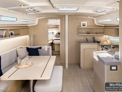 Salon of Finja, a Beneteau Oceanis 40.1 sailboat at Općina Rogoznica, Croatia