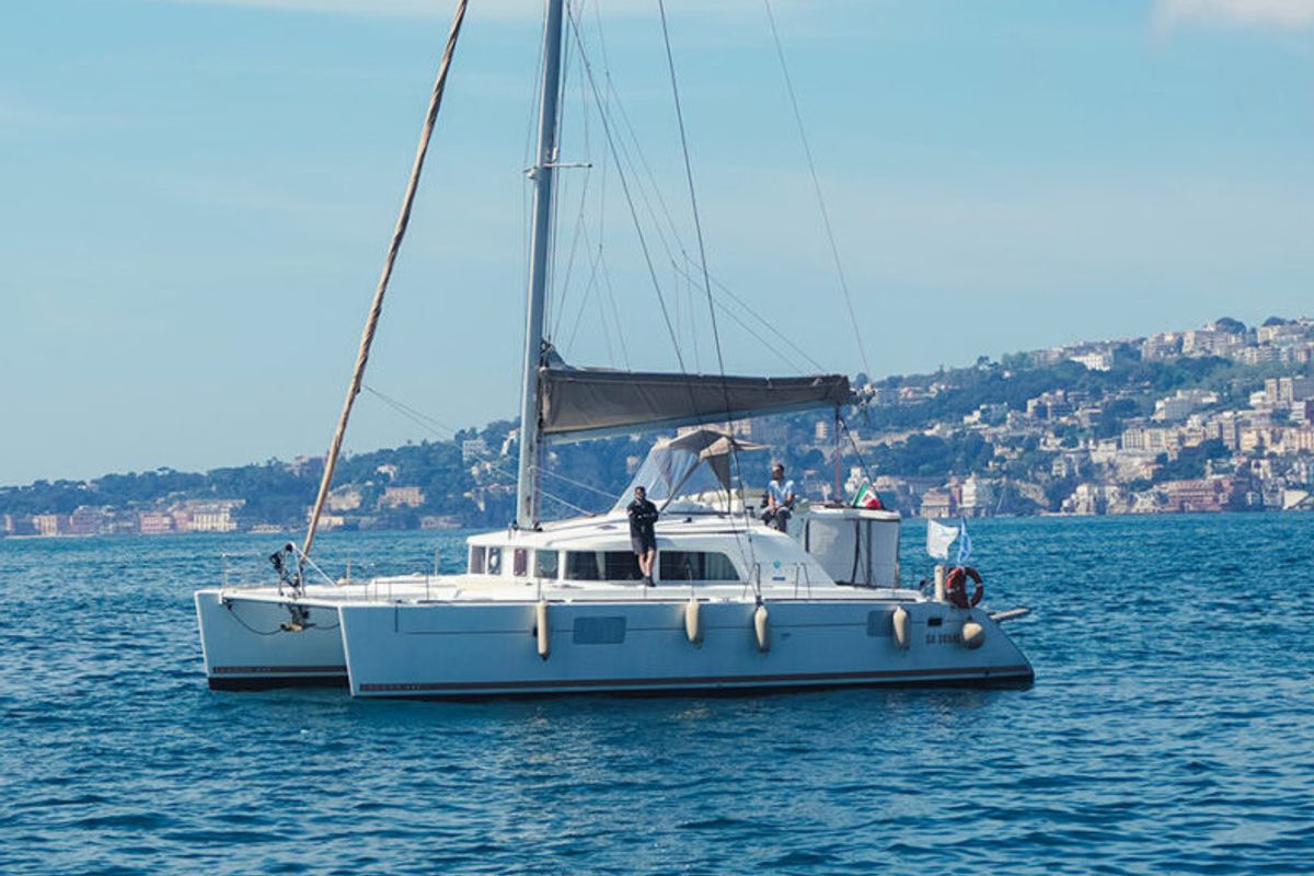 Exterior view of Marlin, a Lagoon 440 catamaran at Naples, Italy