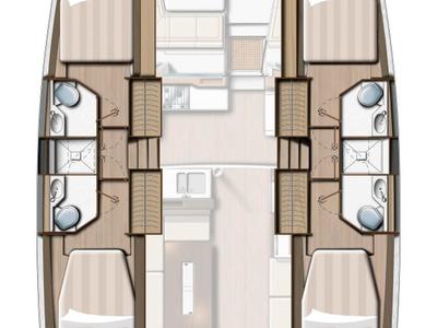 Floor plan of Julia, a Bali 4.2 catamaran at Lavreotiki Municipal Unit, Greece