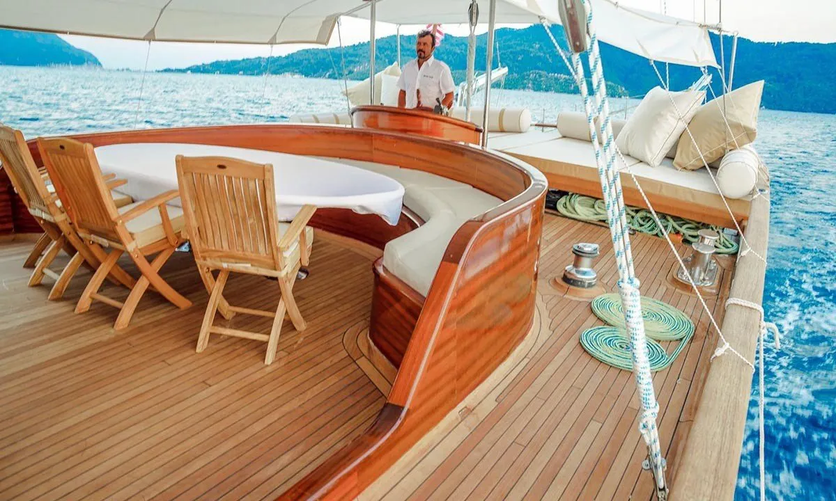 Cockpit of Wicked Felina, a Unknown Wicked Felina yacht at Bodrum, Turkey