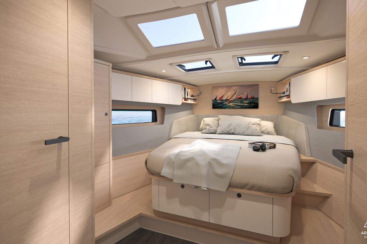 Cabin on Sunsail 44.3 Premium, a Dufour 44 sailboat at Municipal Unit of Lefkada, Greece