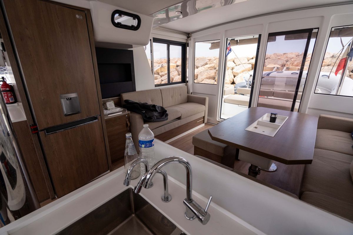 Salon of Zaz, a Bali 4.2 catamaran at Hyères, France