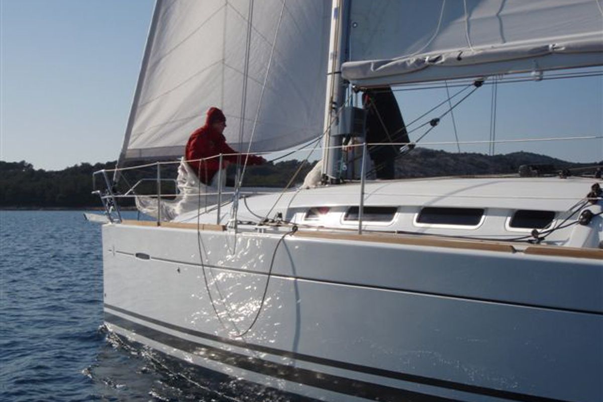 Exterior view of Aquarius, a Beneteau First 35 sailboat at Jezera, Croatia