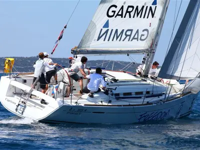 Exterior view of Aquarius, a Beneteau First 35 sailboat at Jezera, Croatia