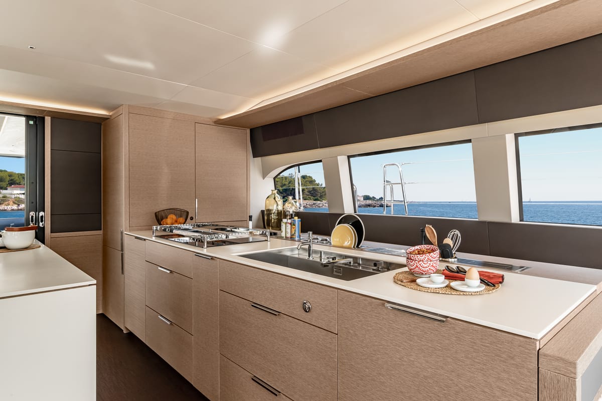 Galley of SAILUXE - La Controra, a Lagoon Sixty 5 catamaran at Olbia, Italy