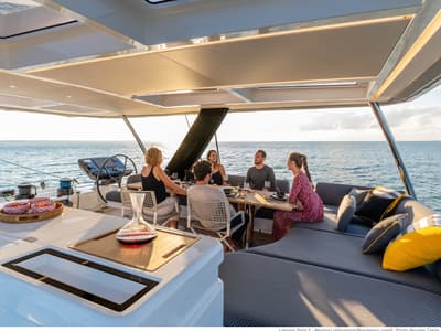 Deck of SAILUXE - La Controra, a Lagoon Sixty 5 catamaran at Olbia, Italy