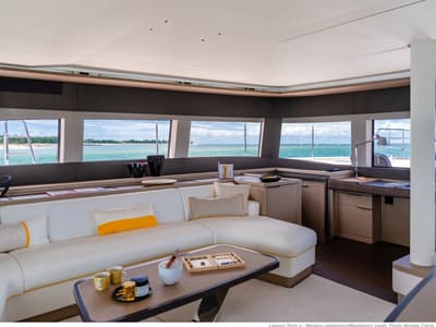 Salon of SAILUXE - La Controra, a Lagoon Sixty 5 catamaran at Olbia, Italy
