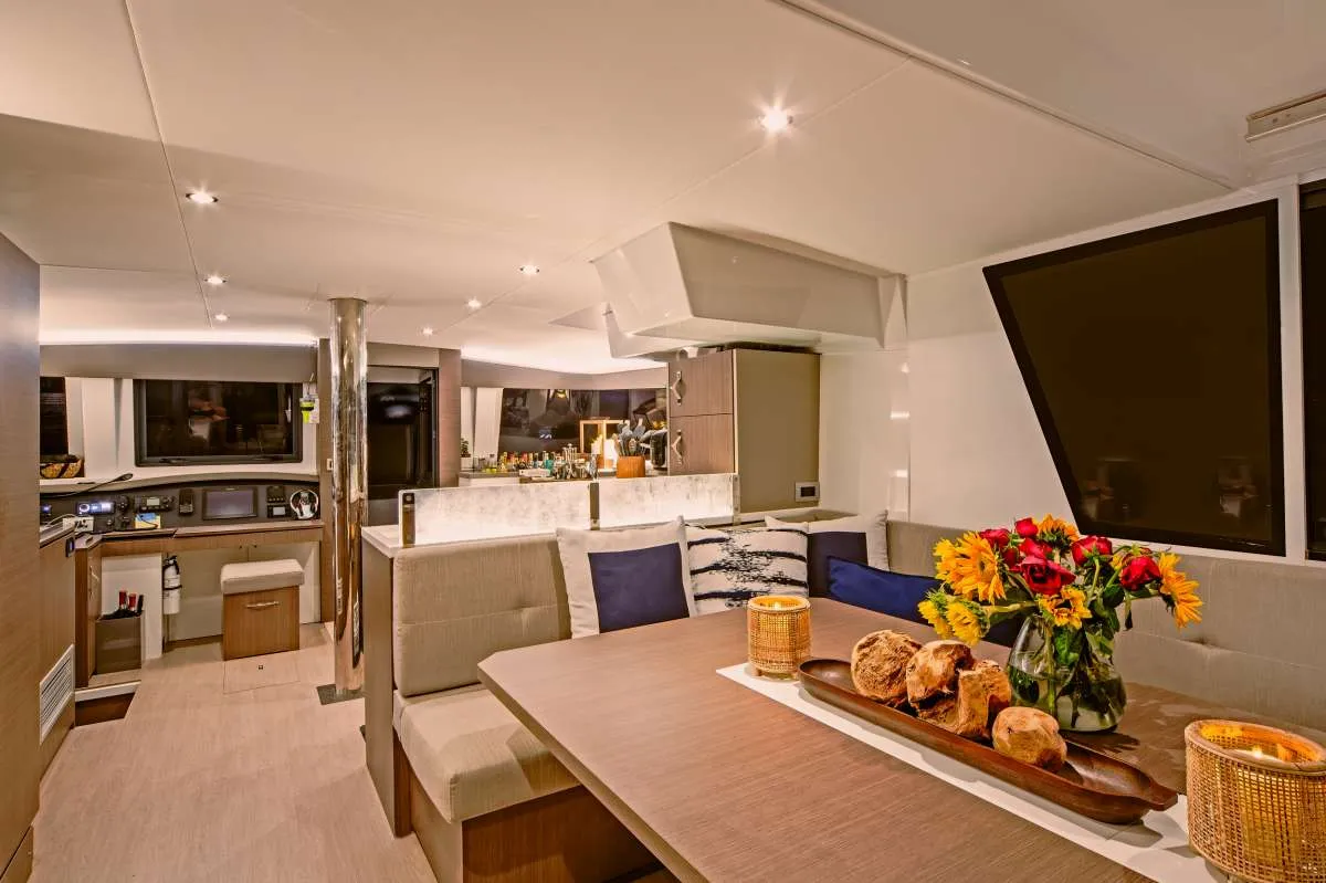 Salon of Magnificent, a Bali 4.8 catamaran at Belize City, Belize