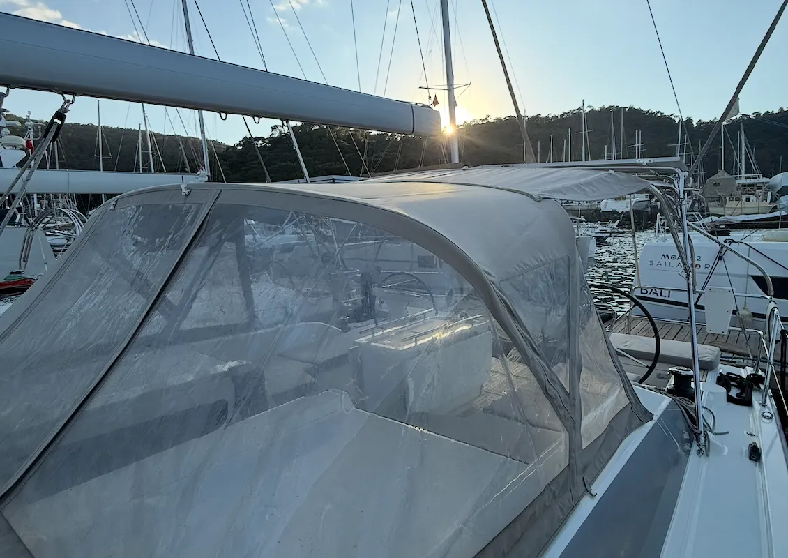 Deck of Athena 2, a Beneteau Oceanis 46.1 sailboat at Fethiye, Turkey
